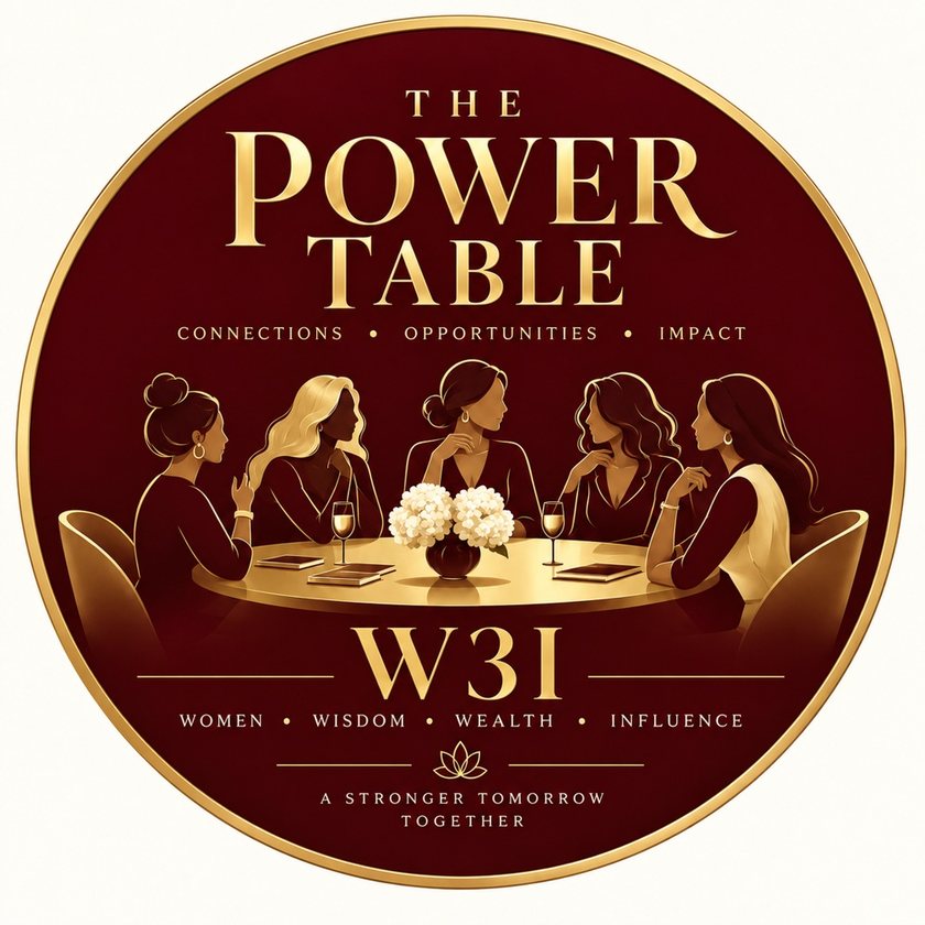The Power Table maroon and gold women at the table emblem